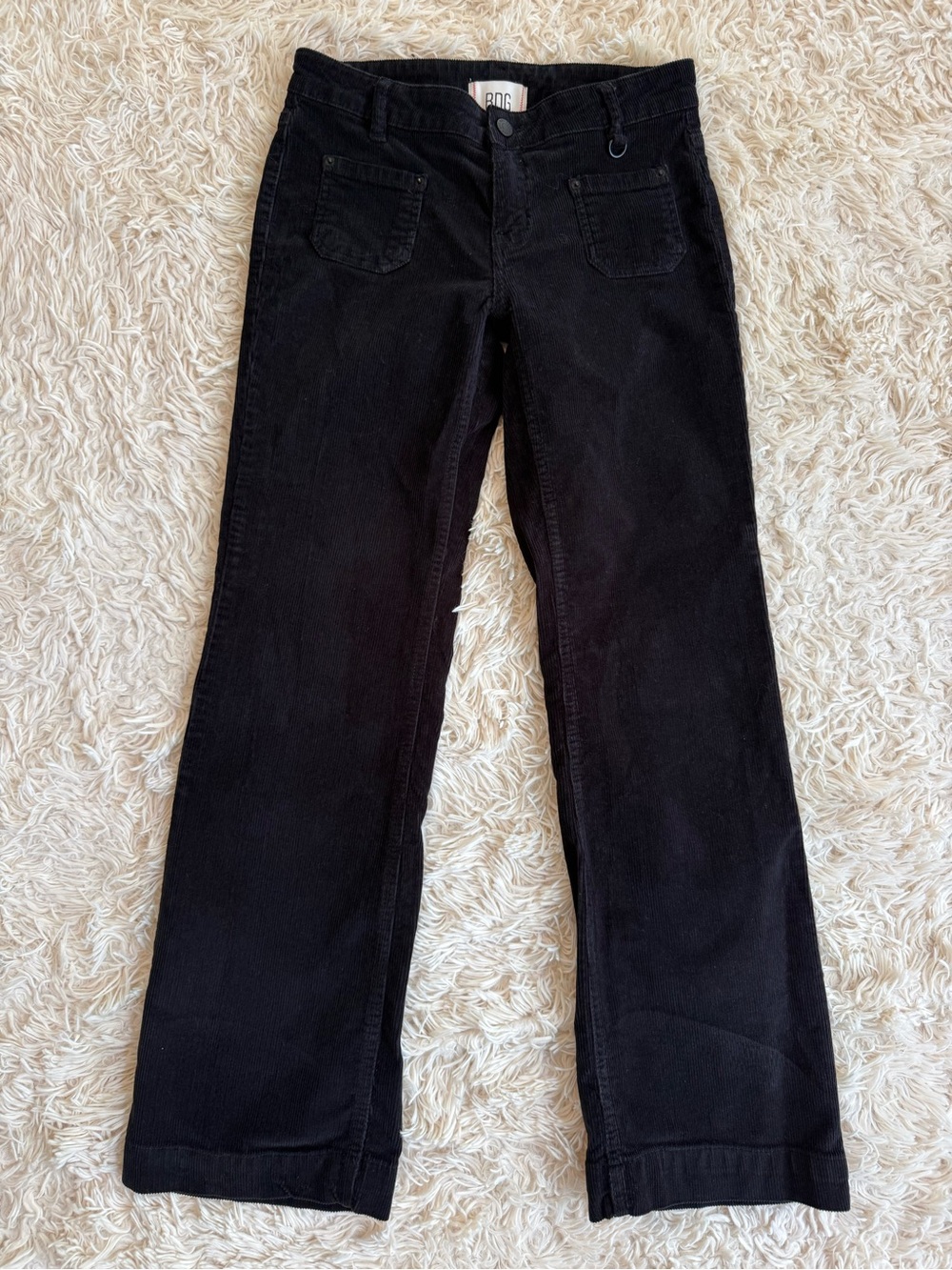 BDG Eliana Kick Flare Corduroy Pants Black Size 0 Low Rise Y2K Stretch